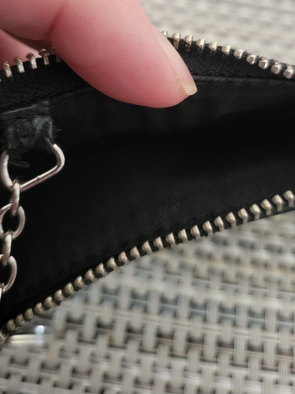 COACH Black Signature Zip Card Case Keyring